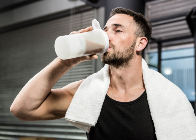 A post-workout shake is a convenient way to consume high quality protein to aid muscle recovery.