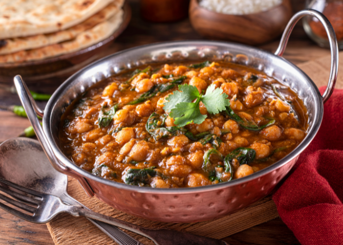 Spinach chickpea curry